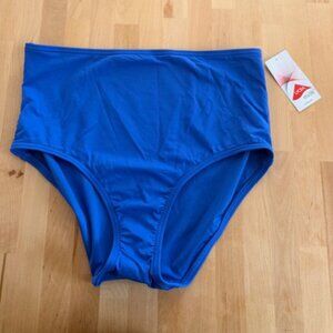 Land's End High Waisted Blue Bikini Bottoms NWT